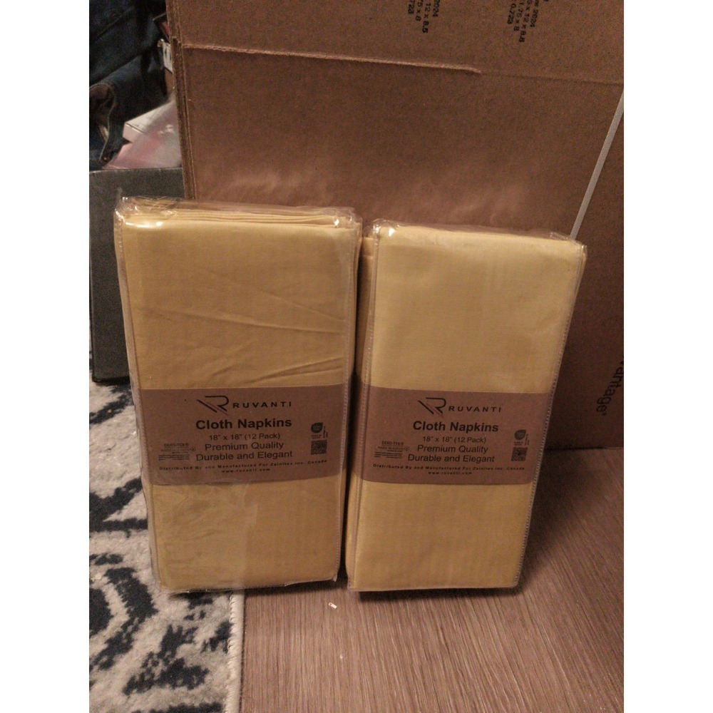Lot of 2 12 PCS Spicy Mustard 100% Cotton Cloth Napkins 18x18 Inch Washable New